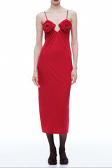 Rose Strappy Maxi Dress in Red