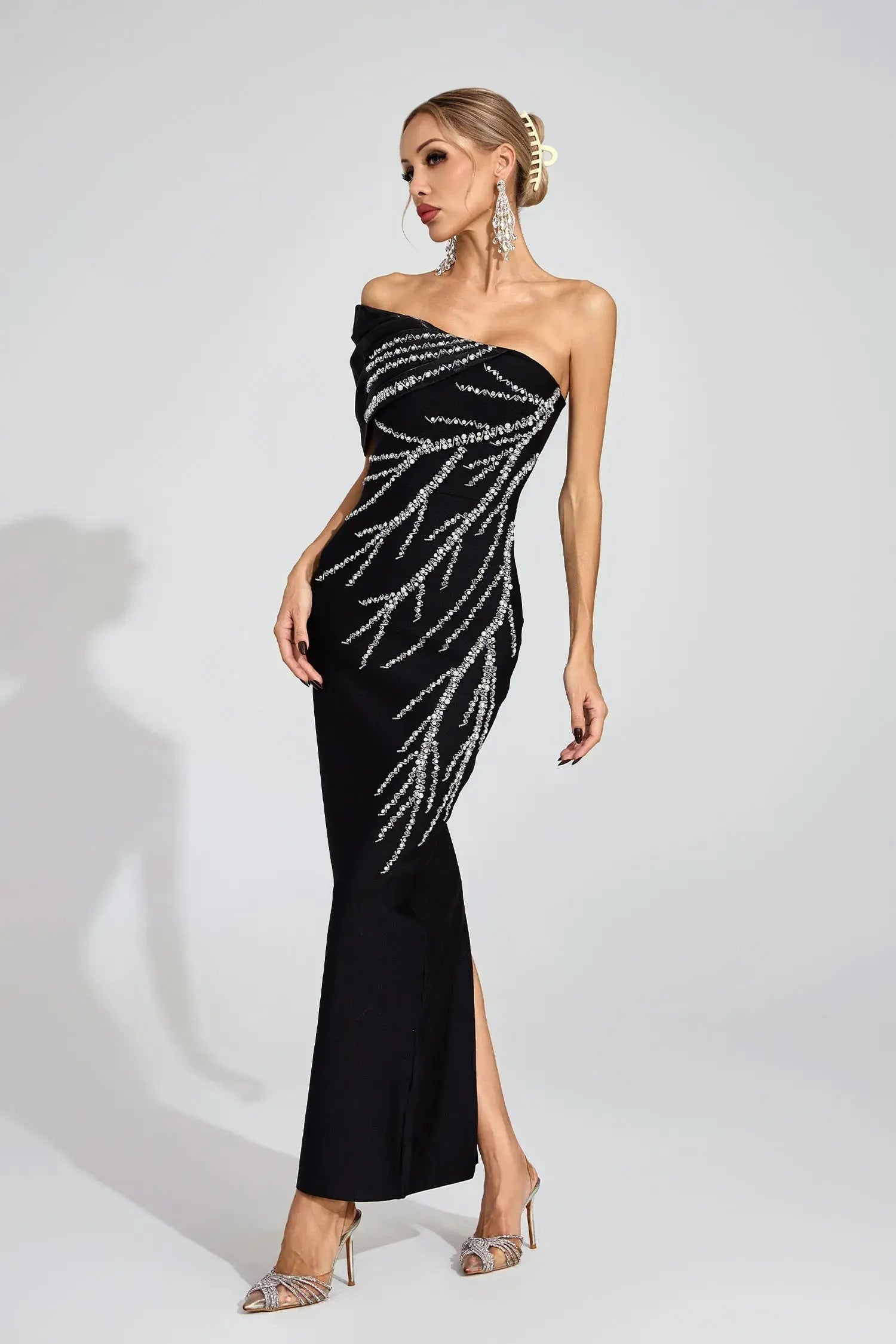 Black Diamond Bandage Maxi Dress