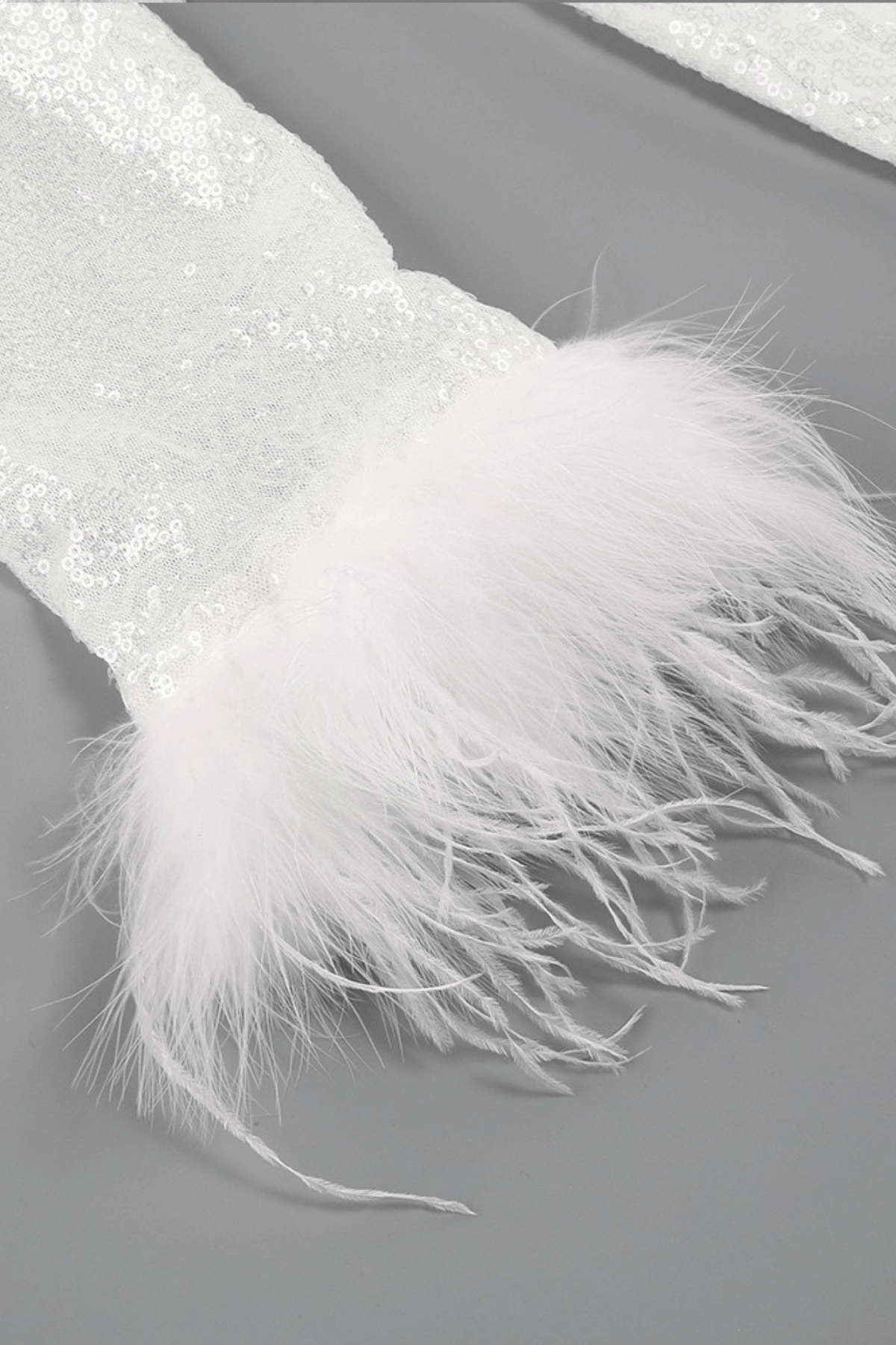 Sequin Feather Cuff Mini Dress