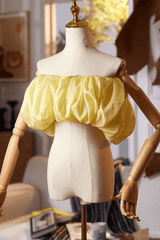 Yellow Off Shoulder Puff Shoulder Shawl