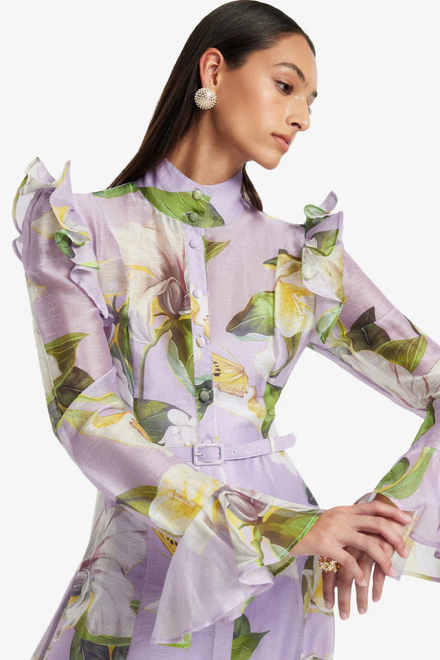 Blossom Print Sleeve Midi Dress