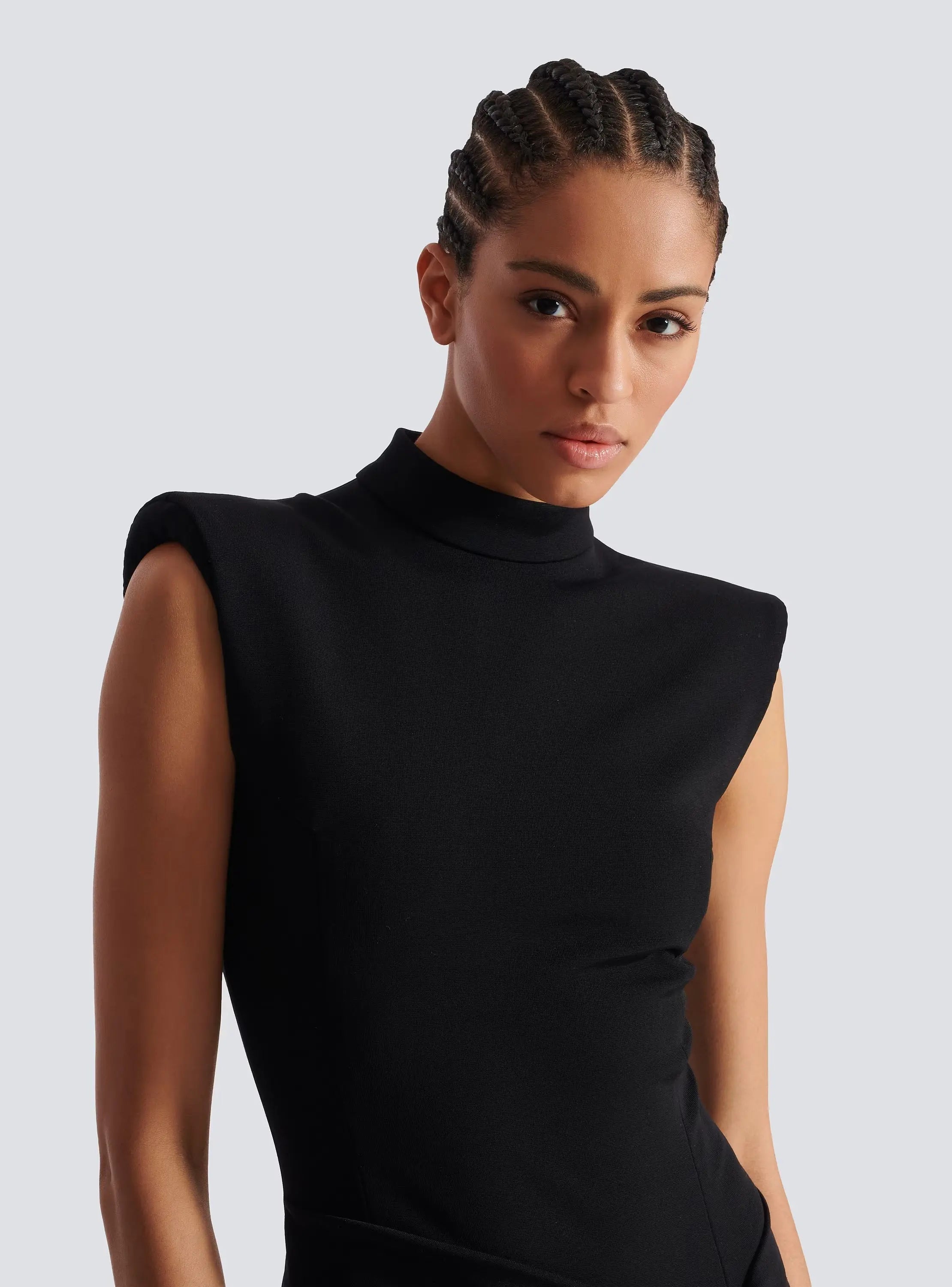 Black Sleeveless Zipper High Elastic Jersey Maxi Dress