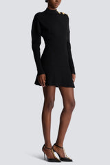 Long Sleeve Knit Mini Dress in Black