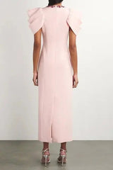 Crystal-Embellished Crepe Bodycon Gown in Pink