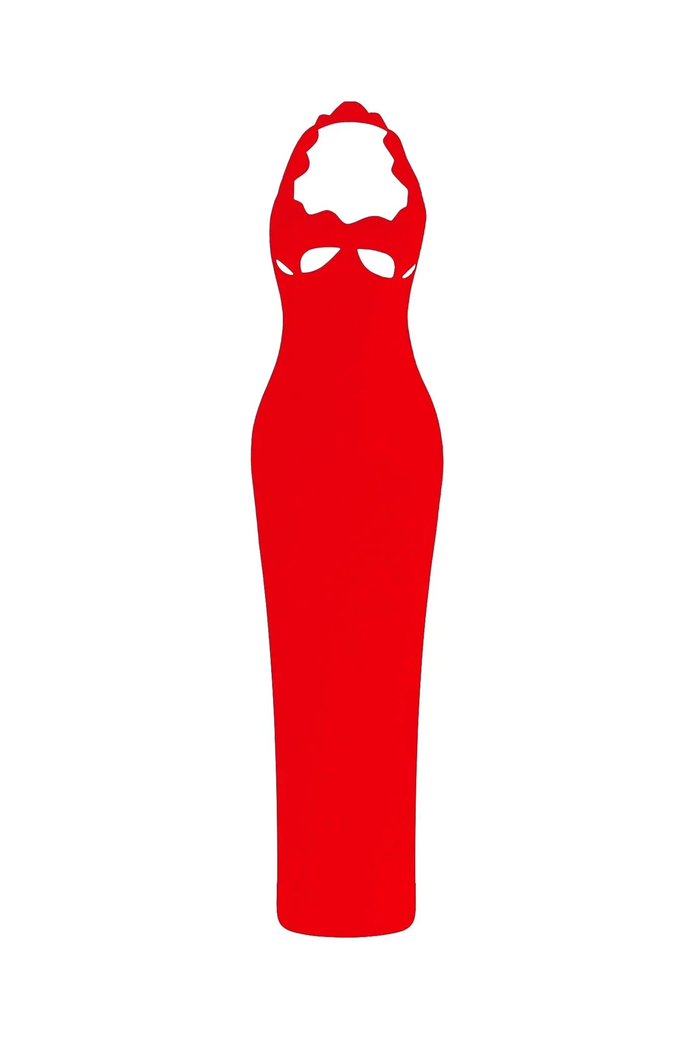 Cutout Backless Halter Bandage Maxi Dress in Red