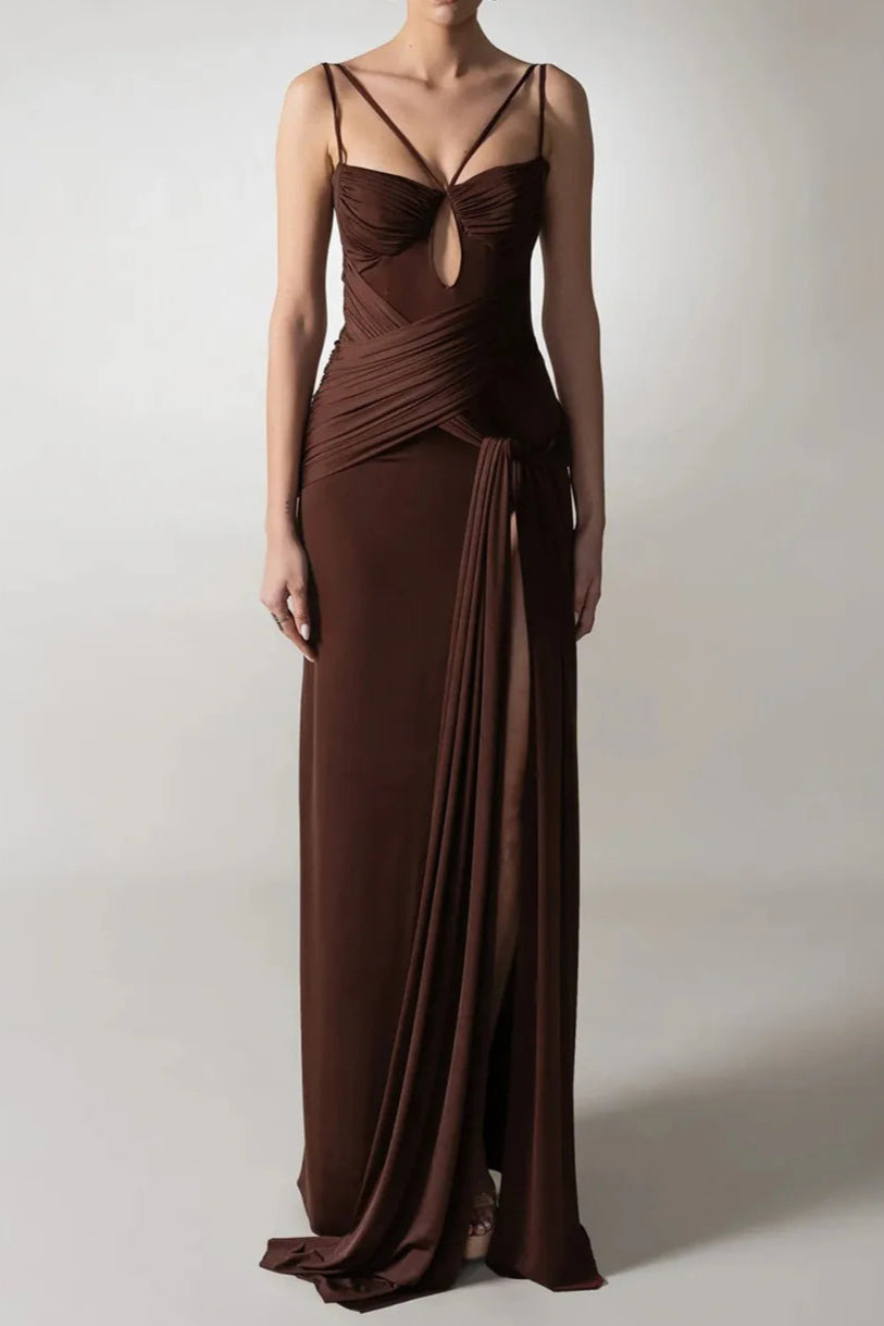 Strappy Maxi Dress in Brown