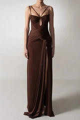 Strappy Maxi Dress in Brown