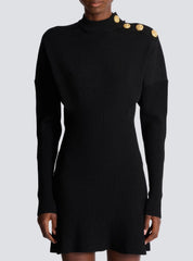 Long Sleeve Knit Mini Dress in Black