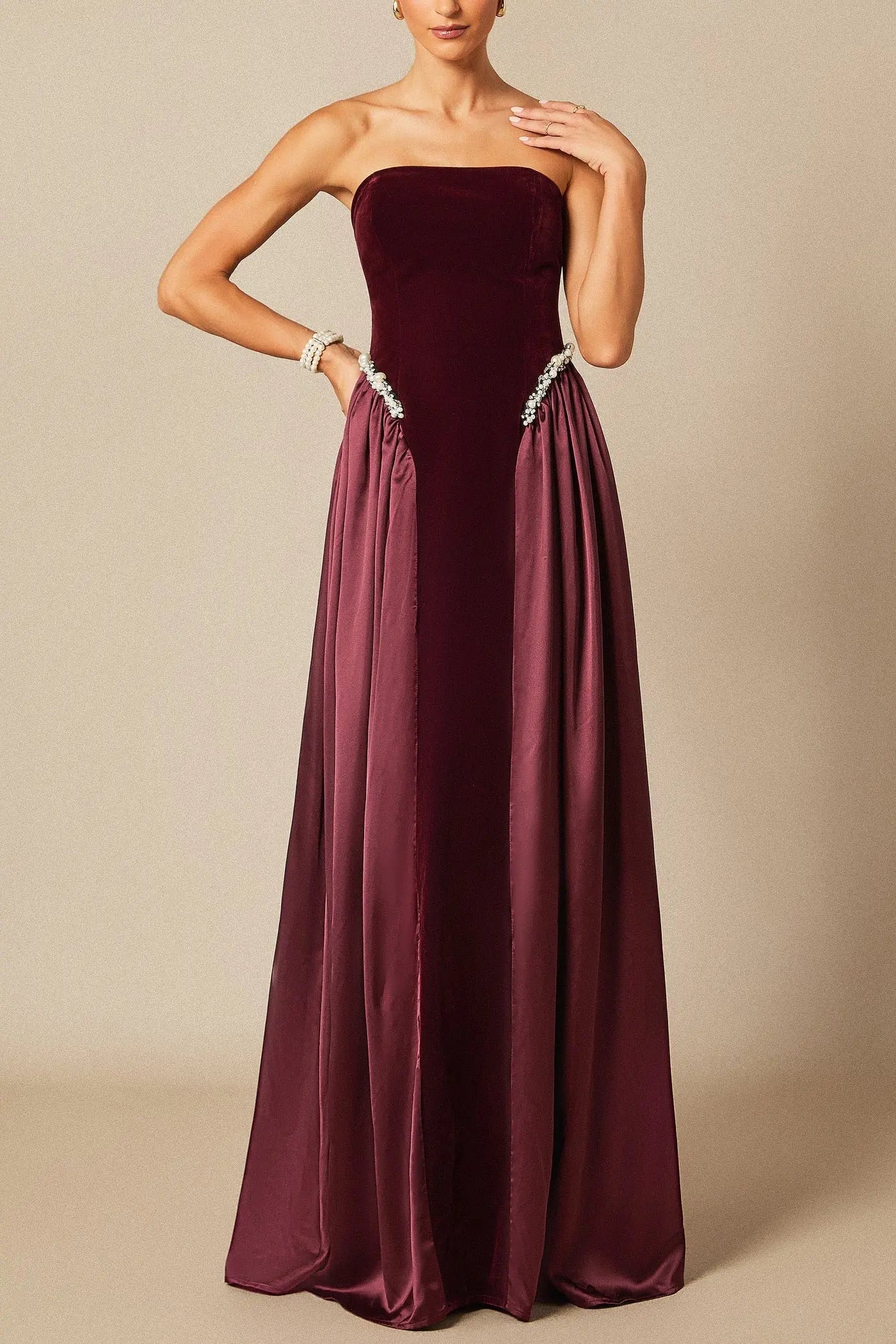 Pearls Embroidered Maxi Dress