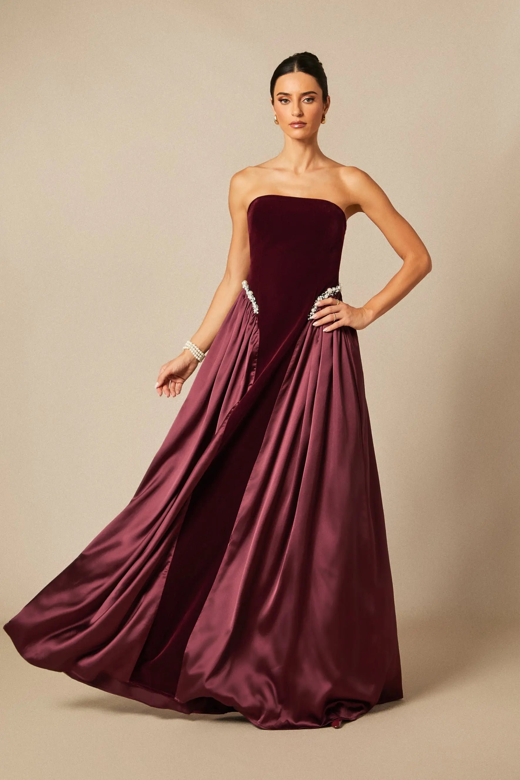 Pearls Embroidered Maxi Dress