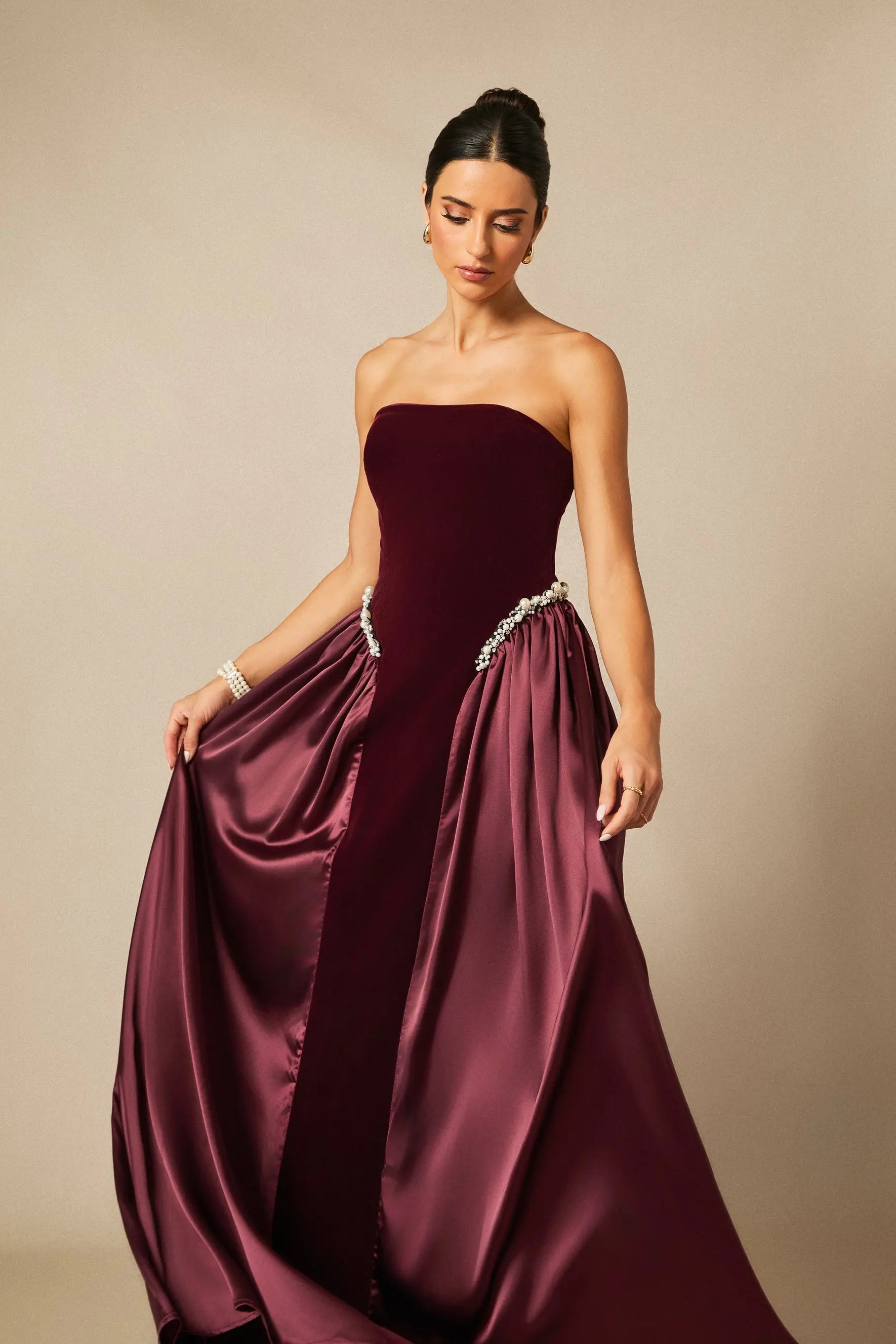 Pearls Embroidered Maxi Dress