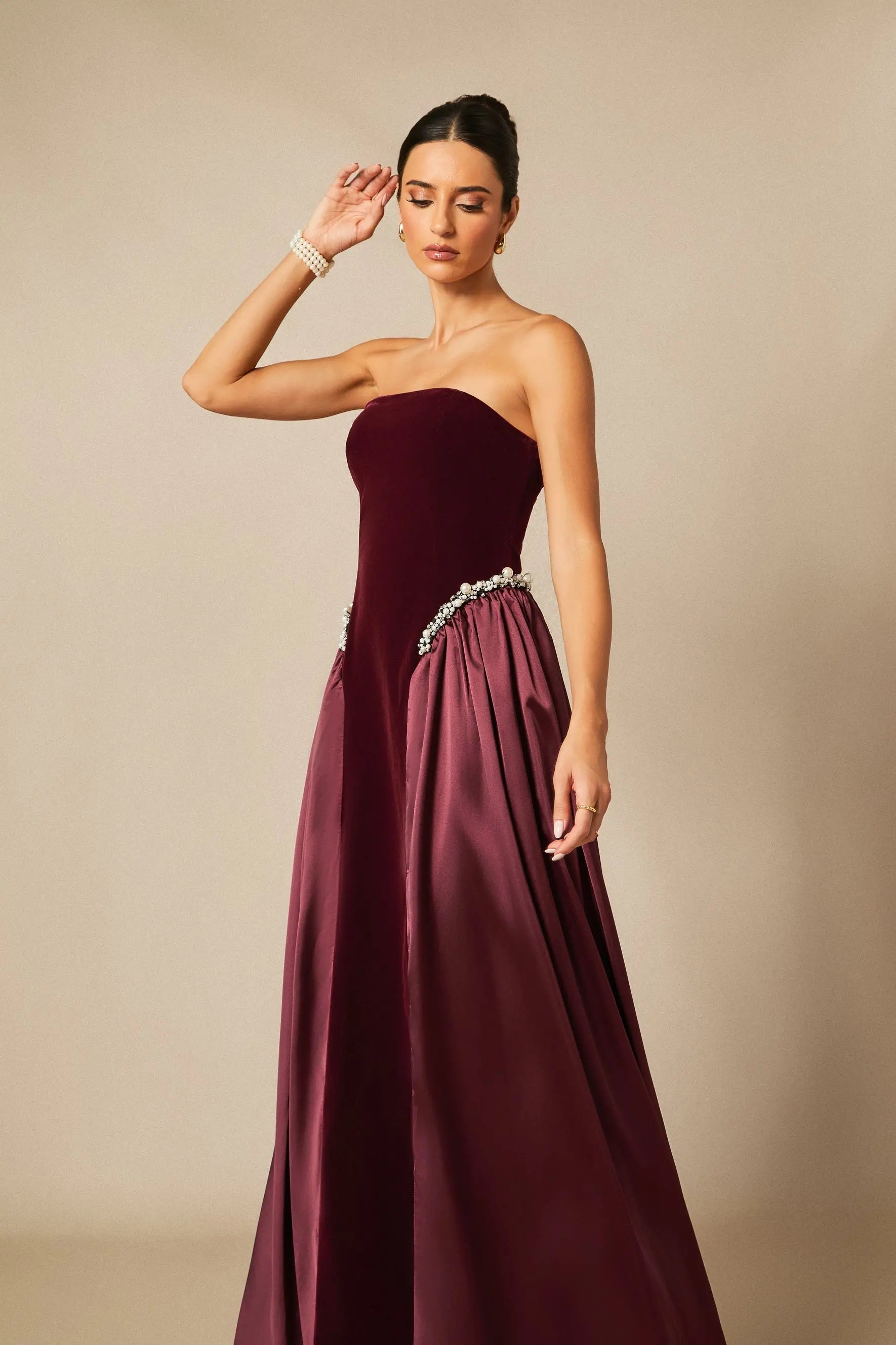 Pearls Embroidered Maxi Dress