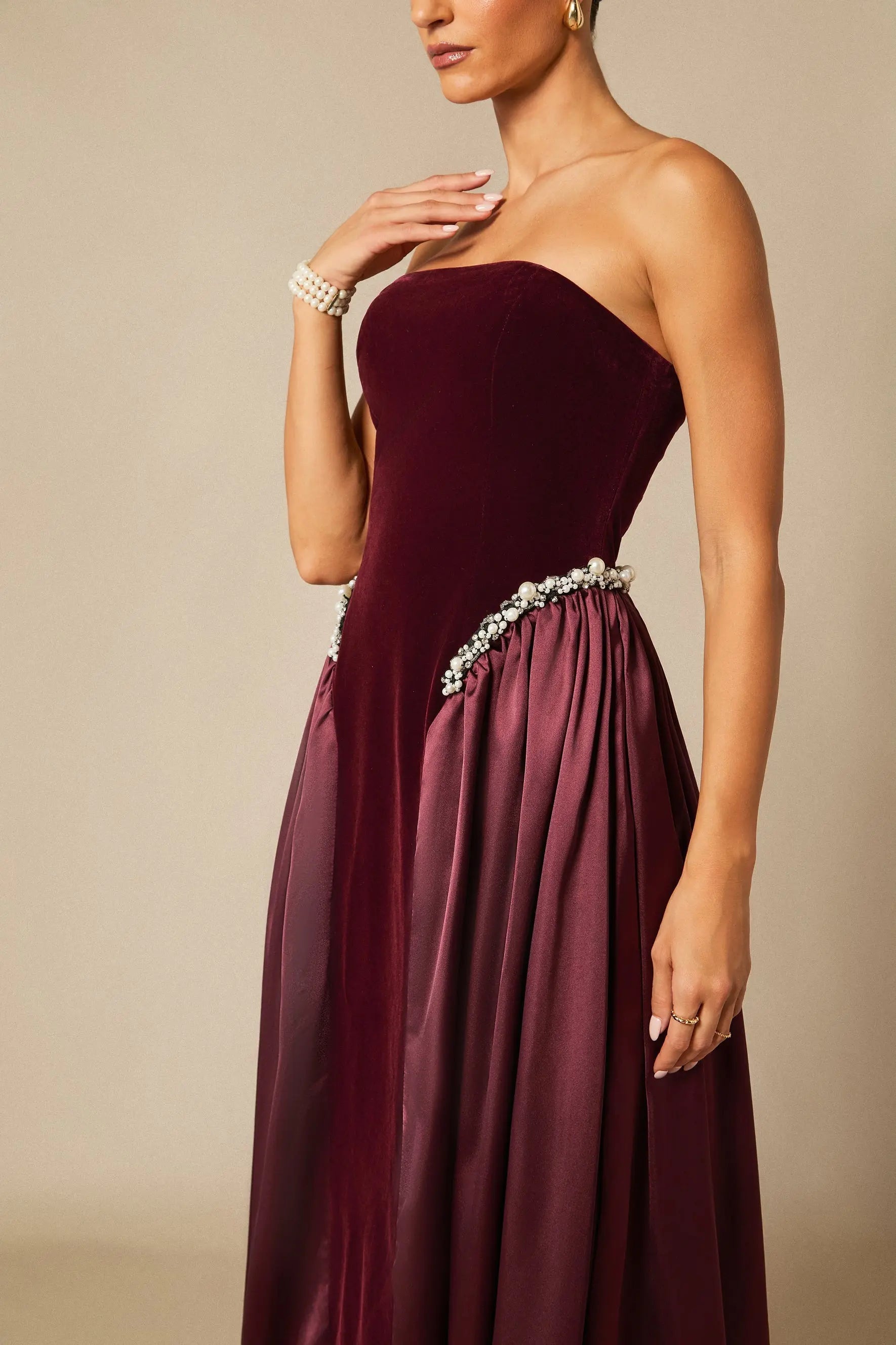 Pearls Embroidered Maxi Dress