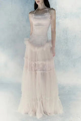 Lace Splicing Maxi Dress in Pink
