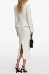 Cream Boucle Midi Dress Set