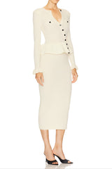 Knit Midi Dress in Beige