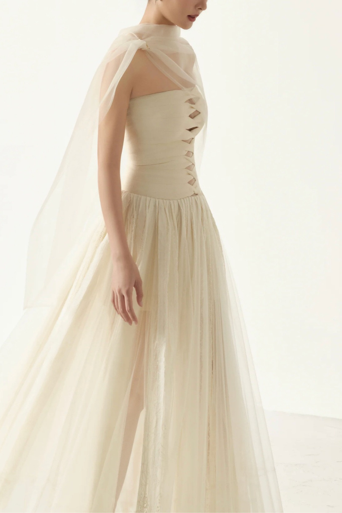 Cut Out Sheer Sash Maxi Dress