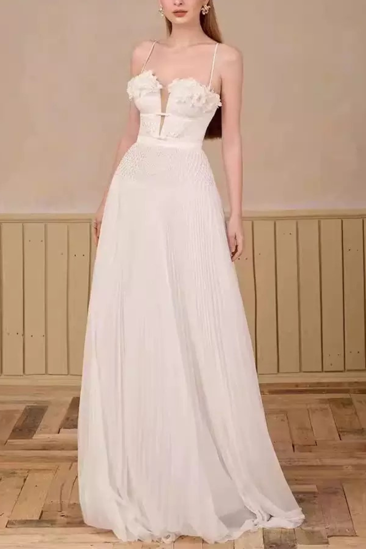 3D Floral Strap Maxi Dress
