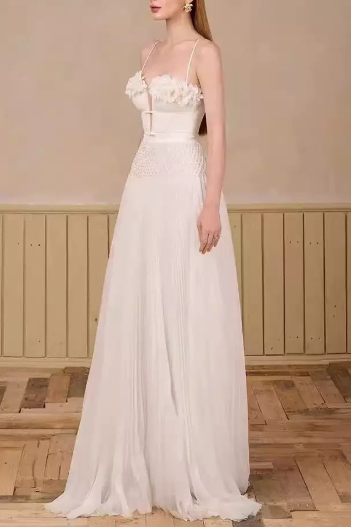 3D Floral Strap Maxi Dress