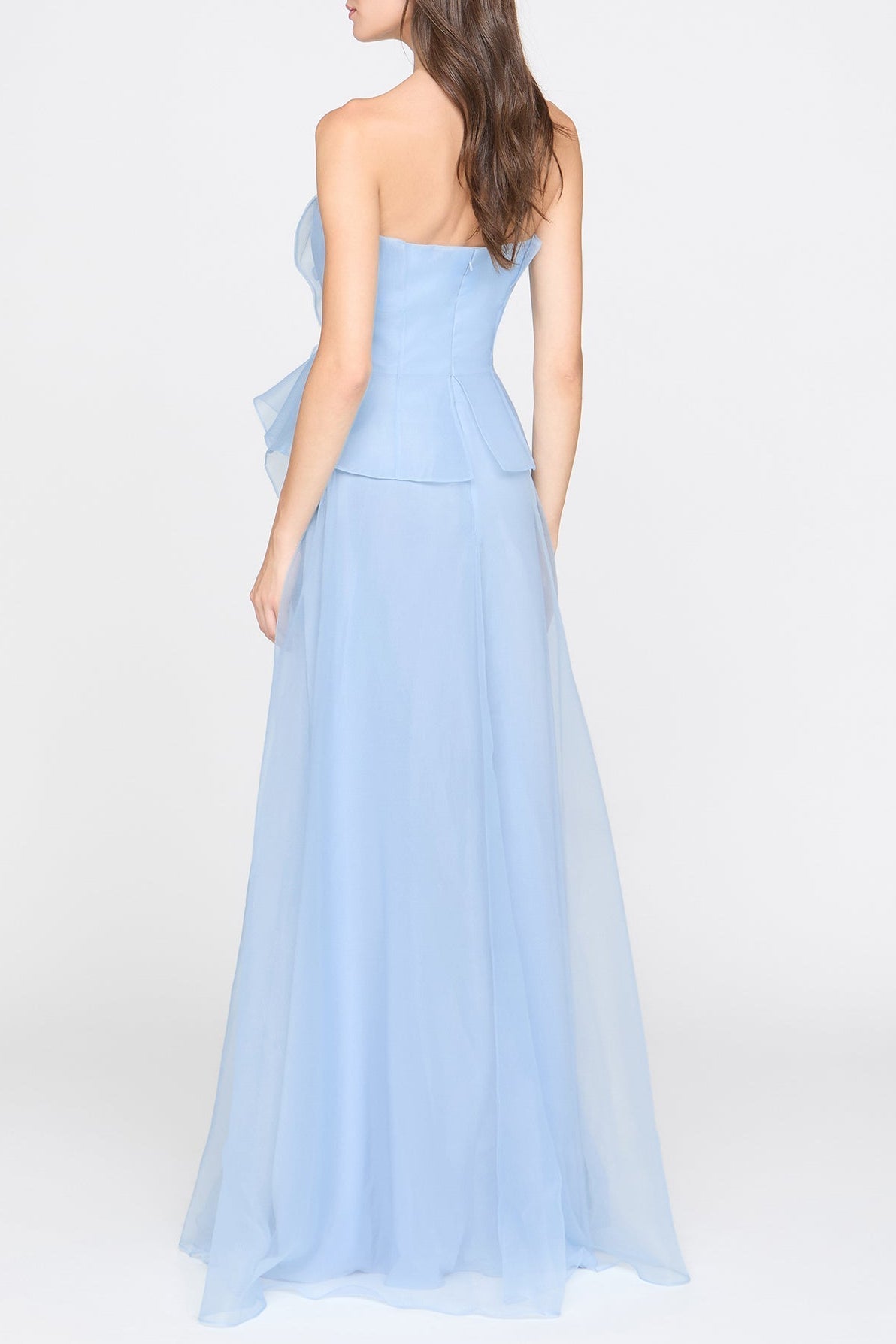 Off-Shoulder Flower Ruffle Maxi Dress - Blue