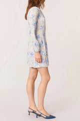 Patterned Mini Dress in Blue