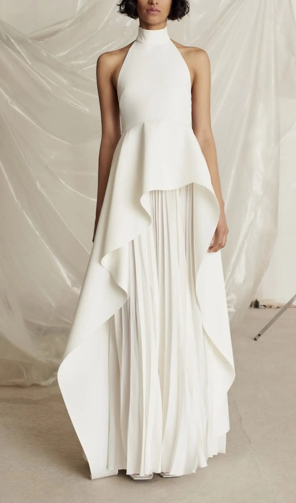 Bandage Halter Maxi Dress in White