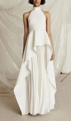 Bandage Halter Maxi Dress in White