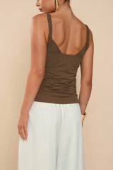 Gold Ring Strap Ruched Side Slim Cami Top