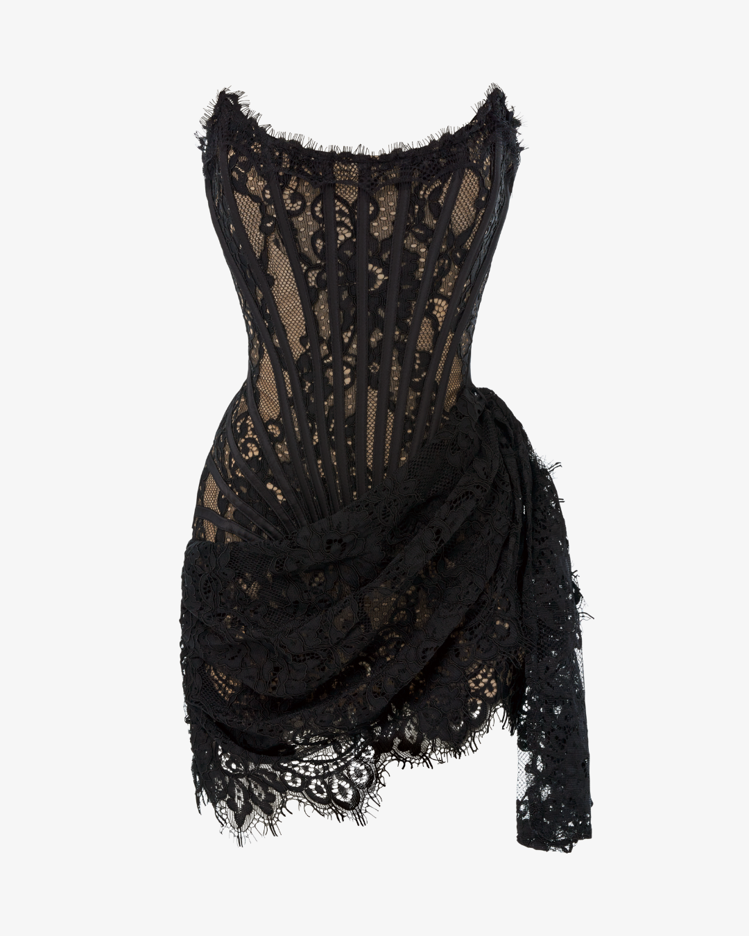 Black Lace Corset Mini Dress