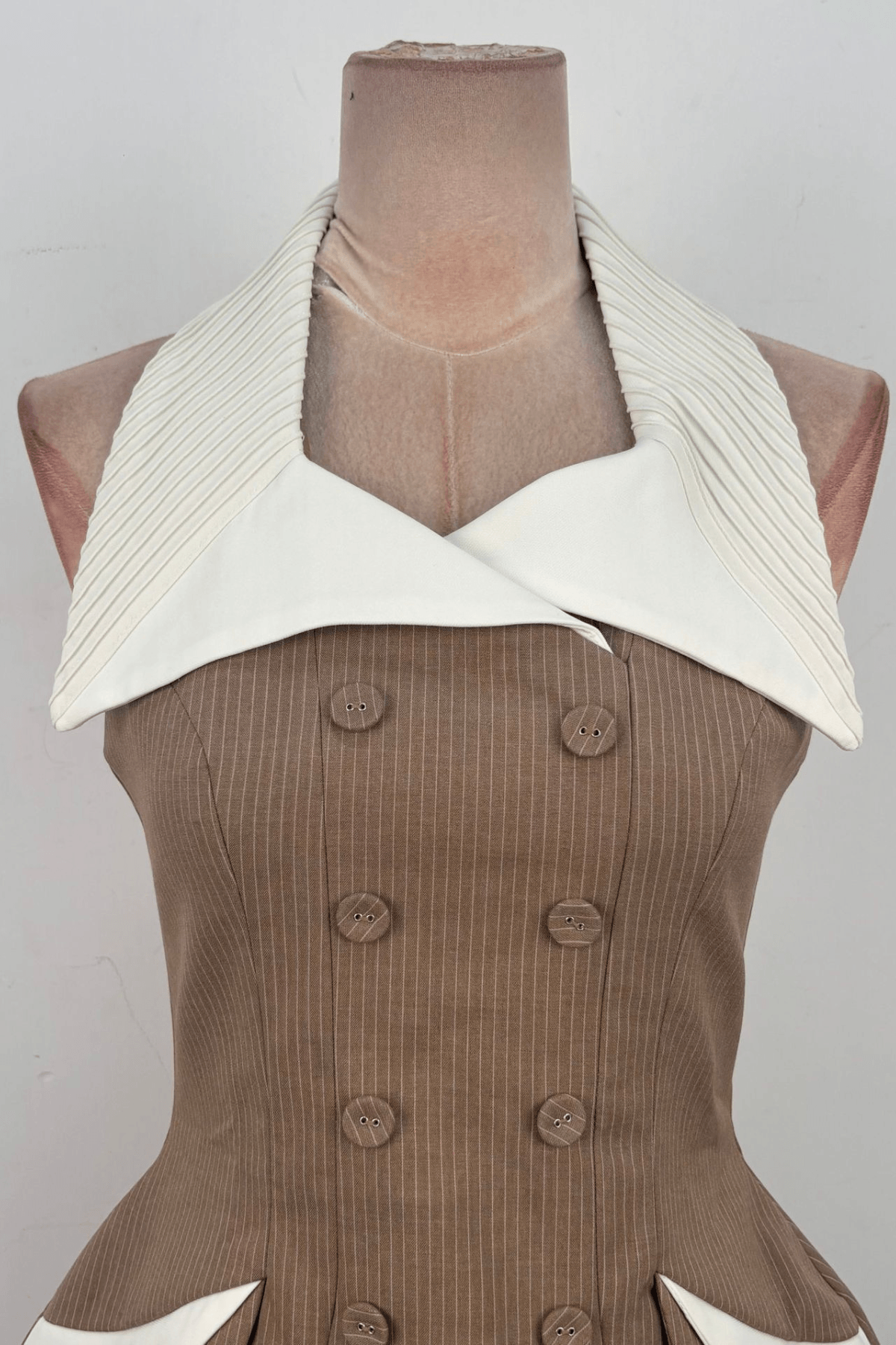 Halter Neck Contrast Collar Two Piece Set Mini Dress