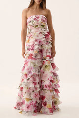 Cathy Floral Print Maxi Dress in Pink