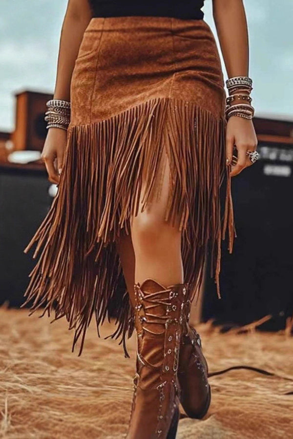 Retro High-waisted Casual Midi Skirt
