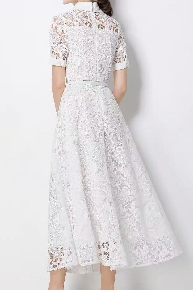 Lace Collared Midi Dress