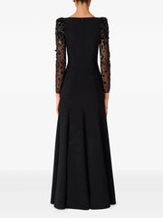 Mesh Splicing Beading Diamond Maxi Dress in Black
