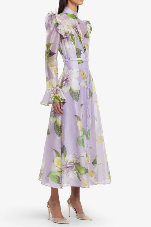 Blossom Print Sleeve Midi Dress