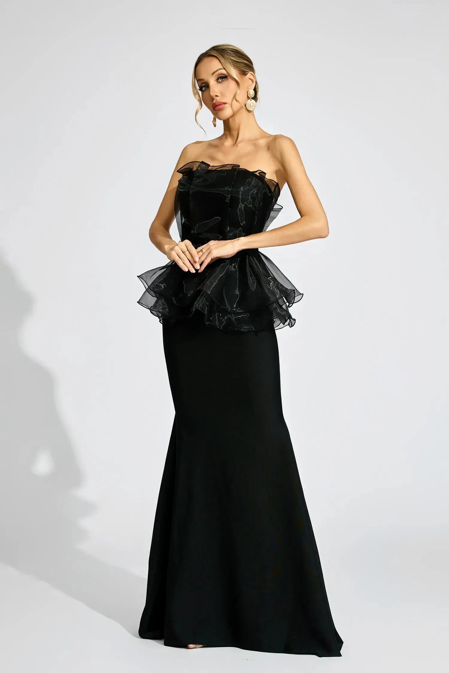 Black Peplum Maxi Dress