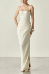 Floral Strap Corset Ruched Maxi Dress