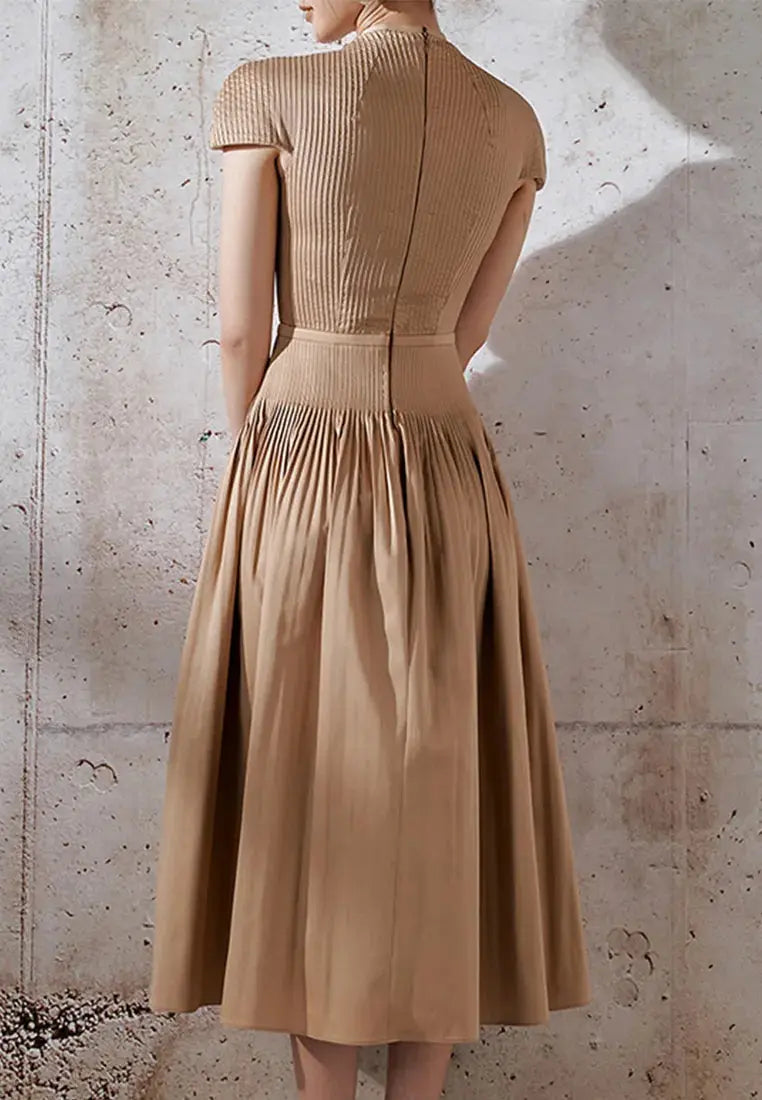 V-Neck Midi Dress in Khaki