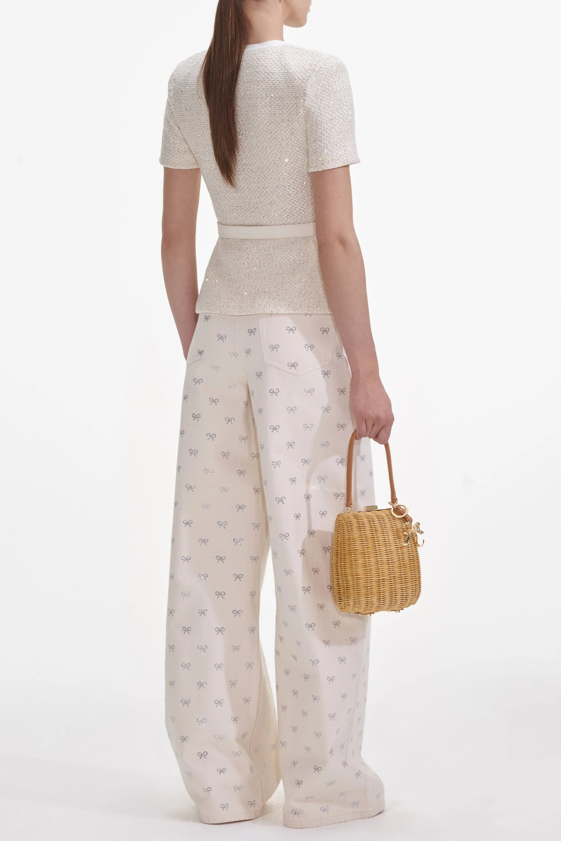 Cream Sequin Knit Top