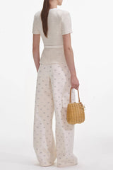 Cream Sequin Knit Top