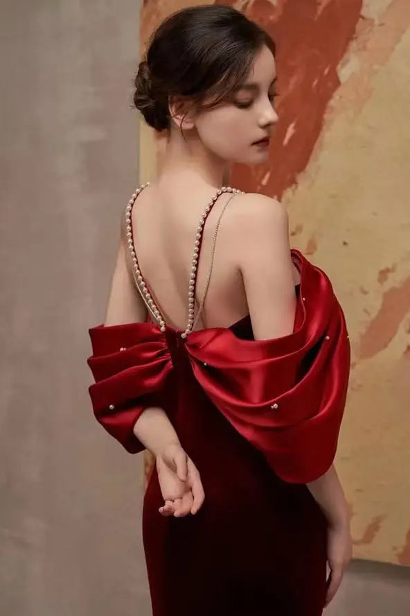 Off Shoulder Maxi Dress - Red