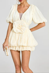 3D Flower Organza Mini Dress