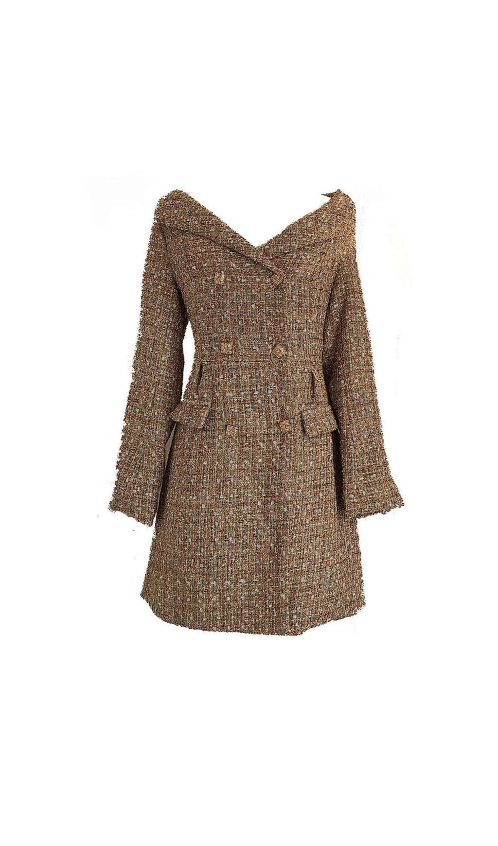 Glod Tinsel Boucle Off Shoulder Mini Dress