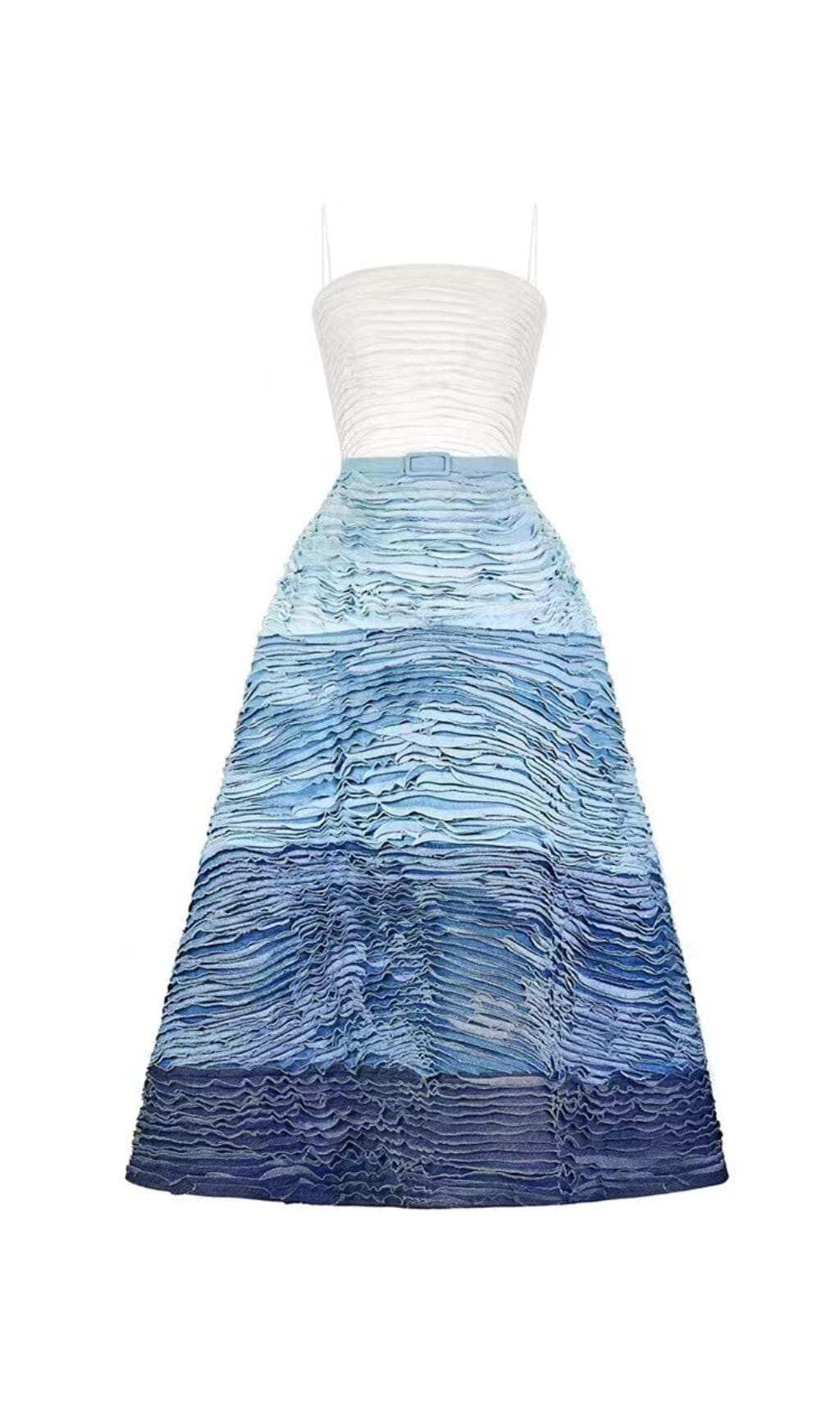 Blue Ripple Halter Mini Dress