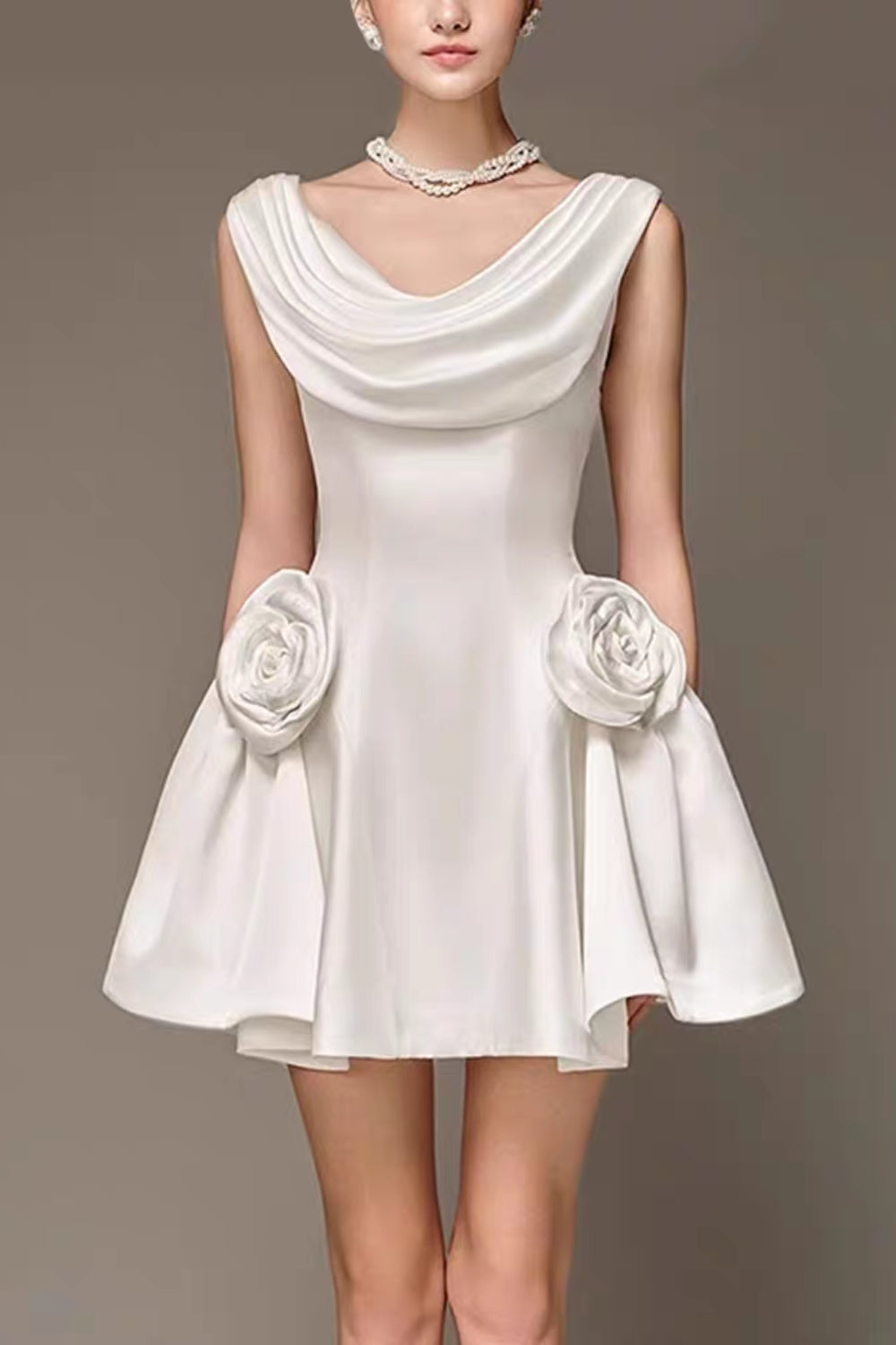 3D Flower Sleeveless Mini Dress