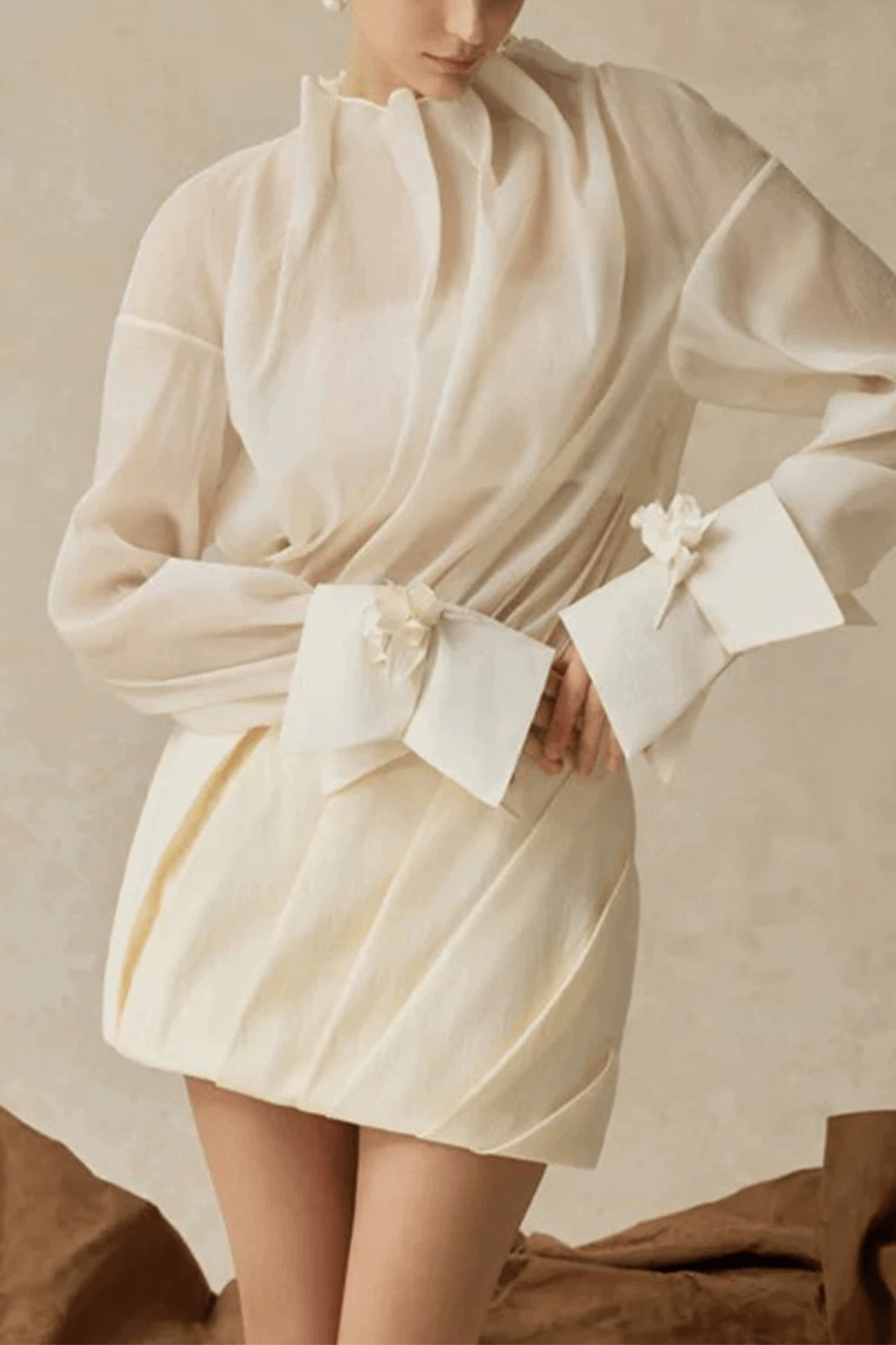 Detail Long Sleeve Two Piece Skirt Set