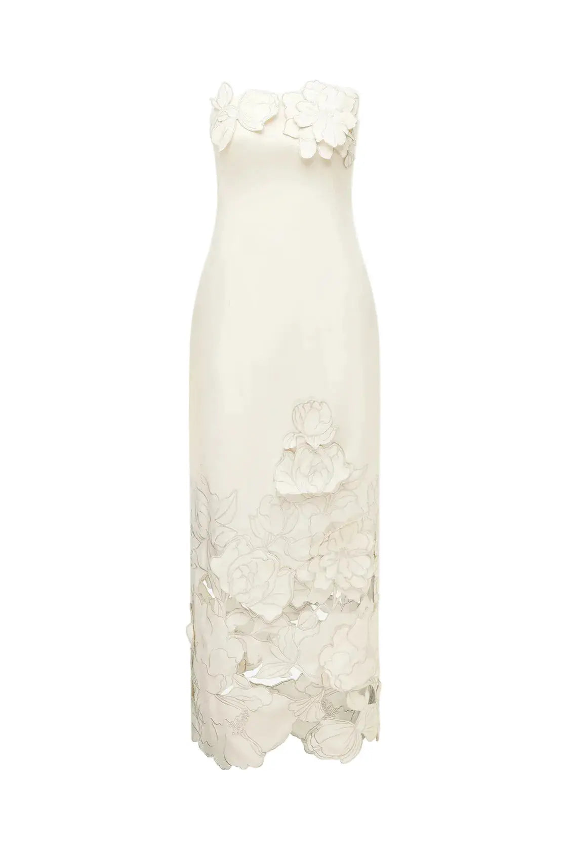 Sequin Bustier Maxi Dress in White