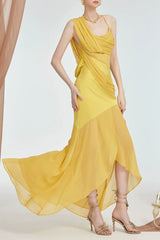 Backless Hem Maxi Dress in Yellow