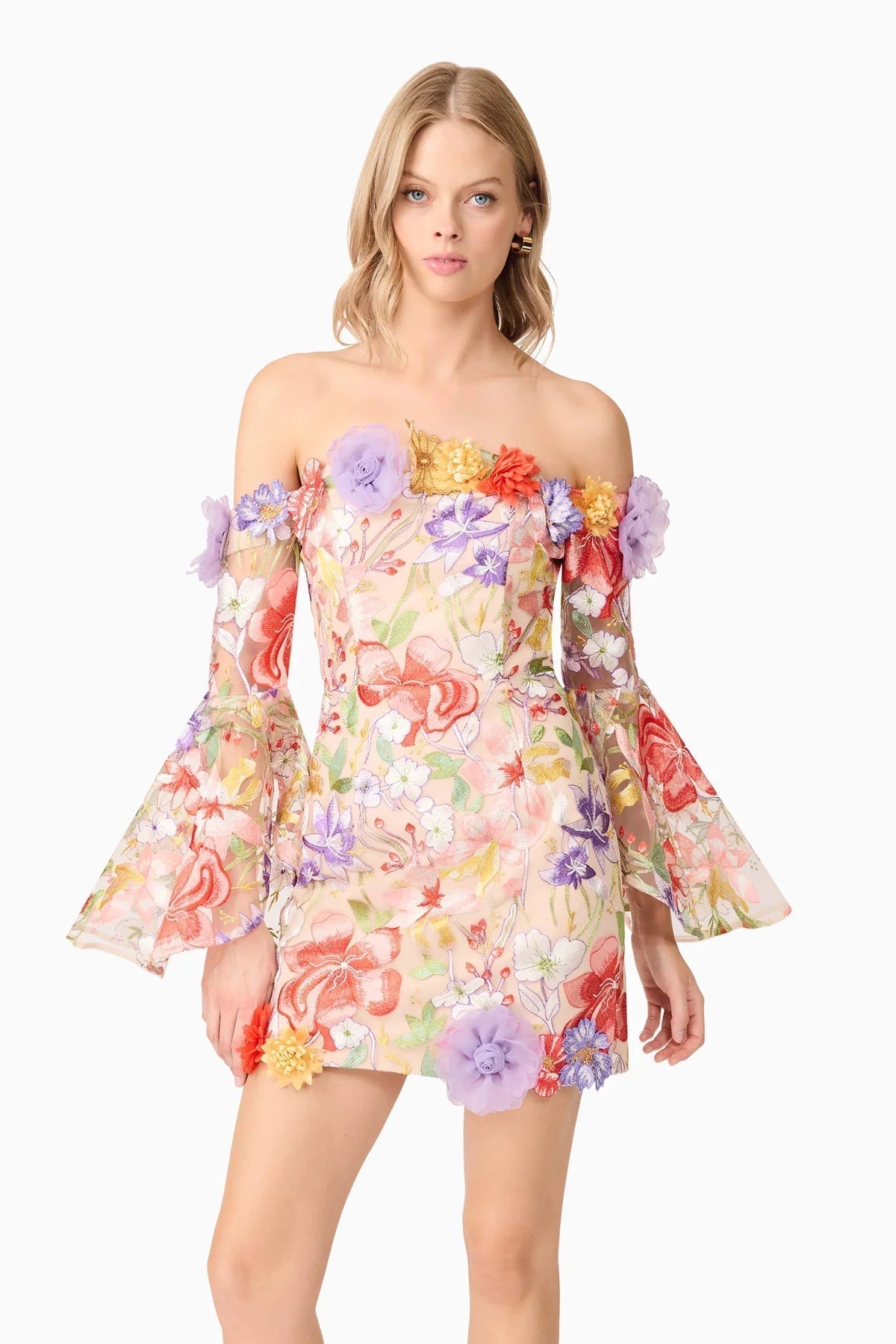 Off Shoulder Mini Dress in Floral