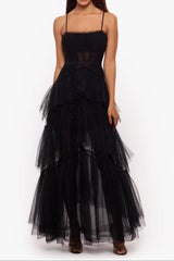 Strap Mesh Corset Gown